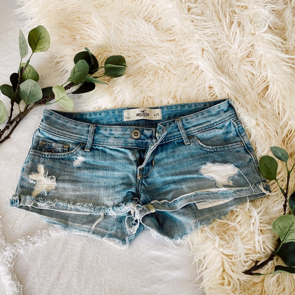Hollister Distressed Low-Rise Jean Shorts